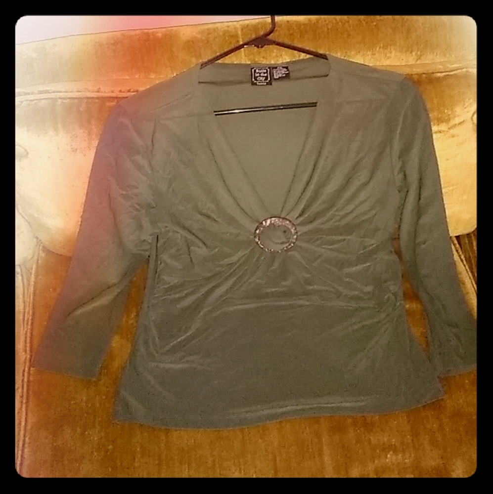 Low cut Suzie In the City Olive Blouse